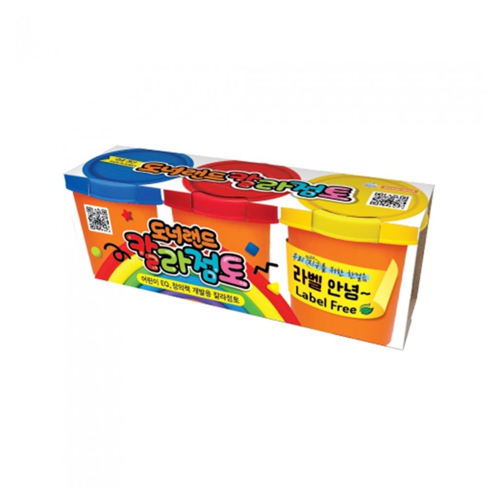 Donerland 3-Color Flour-Based Modeling Clay Set | Non-Toxic Wheat Dough | Creative Color Mixing | EQ & Sensory Play | Made in Korea